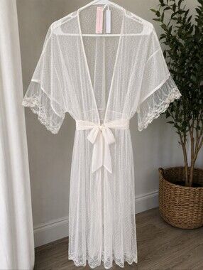 NWT Victoria’s Secret Sheer Lace Swiss Dot Robe